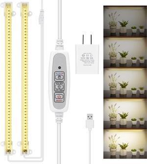 Mosthink LED Grow Light Strips Full Spectrum, Grow Lights for Indoor Plants with Auto On/Off Timer 8/12/16 Hours,4 Dimmable Levels, Sunlight Grow Lamp for Succulents,Plant Shelf,Under Cabinet,2 Packs