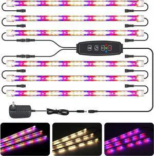 LED Grow Lights Strips for Indoor Plants, 3 Working Modes & 10 Dimmable Levels Plant Lights with Auto Cycle Timer 3/9/12Hrs, 36W Full Spectrum DIY Growing Lamps for Seedings Hydroponics, 6 Strips