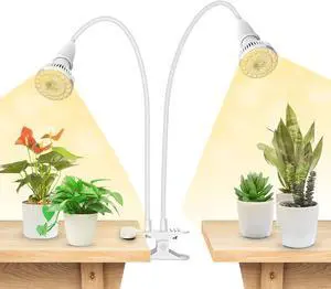 SANSI LED Grow Lights for Indoor Plants, 300W Full Spectrum Clip-on Gooseneck Grow Light with Ceramic Tech.,20W Power Plant Light with Optical Lens for High PPFD, Lifetime Free Bulbs Replacement White