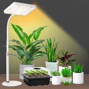 Desk Grow Lights for Indoor Plants, 200W Table Top Grow Light UV-IR Full Spectrum Plant Growing Lamp,16"-24" Height Adjustable with On/Off Switch, Daisy Chain