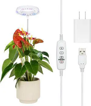 Grow Lights for Indoor Plants, Super Bright Full Spectrum Halo Grow Light, with Timer 4/8/12/18h Automatic Work Every Day, Height Adjustable, Comes with 7 feet Power Cord and Wall Plug