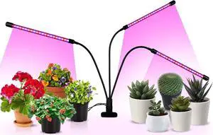 iPower LED Grow Lights with Full Spectrum Plant Growing Lamp for Indoor Plant, 3 Modes Timing Function, 3 Tubes, Red&Blue