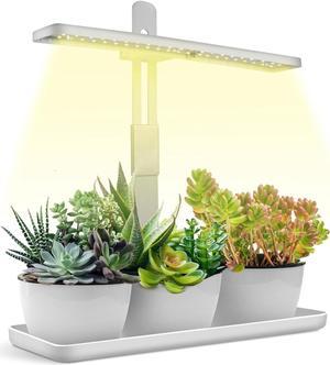 Grow Light for Indoor Plants Growing: White Full Spectrum Plant Lights UV Lamp with Automatic Timer Height Adjustable Lamps for Succulent