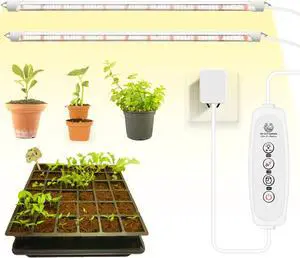 Seed Starting Light, T5 2ft 6500k LED Plant Grow Light Bars, 2pcs, Seeding Light for Hydroponic, Herbs, Microgreens, Green Leafy Vegetables Growing, Smart Seed Starter for Home Kitchen, 6/12/18H Timer