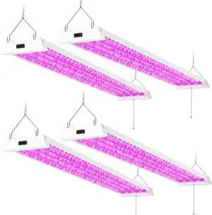 Sunco Lighting 4 Pack 4FT LED Grow Lights Full Spectrum for Indoor Plants 80W Integrated Suspended Fixture, Plug in Linkable, for Indoor Greenhouse Year Round Plant Seedling Grow Lamp Super Bright