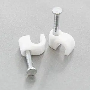 100 Round 5/32 Inches (4 mm) Cable Wire Clips Cable Management Cord Tie Holder Coaxial Nail in Clamps Tacks