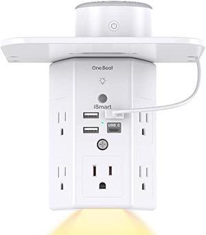 Multi Plug Outlets, Wall Outlet Extender with Night Light and Outlet Shelf, Surge Protector 4 USB Ports(1 USB C), USB Wall Charger Power Strip Electric Outlet Splitter for Home Office