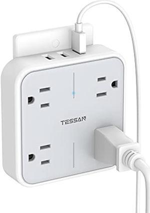 Multi Plug Outlet Extender with USB, TESSAN Surge Protector Splitter 3 USB Wall Charger, Multiple Expander for Travel, Home, College Dorm Room