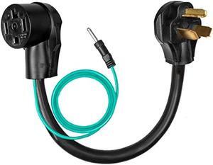 IRON FORGE CABLE 4 Prong to 3 Prong Dryer Plug Adapter - 10/3 STW 1.5 Ft Black Outlet Adapter for Dryer - NEMA 14-30R to 10-30P