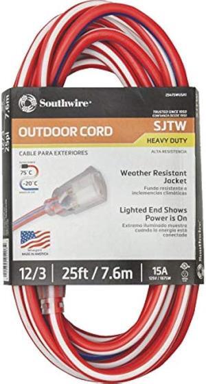 Southwire 2547SWUSA1 EXTCORD, 12/3 SJTW 25' WHT/BLU LE S+, 25 ft, red,White,Blue
