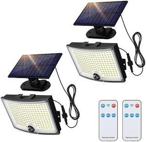 Adiding Solar Outdoor Lights, 3500LM 202 LED Solar Flood Lights, Motion Sensor Outdoor Lights Solar Powered-3 Modes/16.4ft Cord/Remote, Solar Lights Outdoor Waterproof for Outside Patio,Garage, 2 Pack