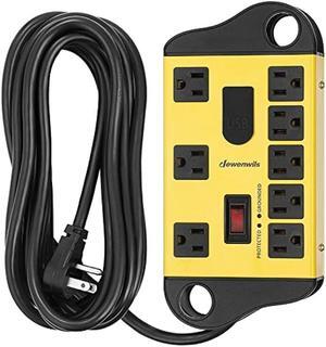 DEWENWILS 8-Outlet Metal Power Strip Surge Protector with 2 USB Ports,15 Ft Flat Plug Extension Cord, Heavy Duty Industrial Power Strip,15A Circuit Breaker, 1440Joules, Wall Mount, UL Listed