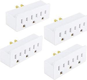 3 Outlet Adapter Extender, 3 Way Grounded Plug Splitter, 1 to 3 Plug outlet splitter, UL Listed, White, 4PACK