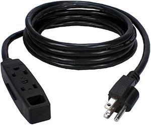 QVS 3-Outlet 3-Prong 25ft Power Extension Cord, Black (PC3PX-25)