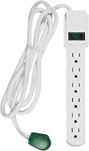 Go Green Power GG-16106MS Surge Protector, 6 FT, White, 6 FT