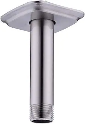 Shower Arm with Flange 4 Inch Stainless Steel Ceiling Mounted Straight Extension for Top Rainfall Shower Head, Brushed Nickel