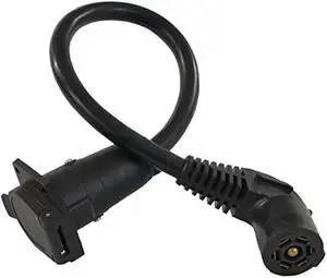 Conntek 11110-024EX 7-Way Travel Trailer Extension Cord with Elbow Plug (2-Feet)