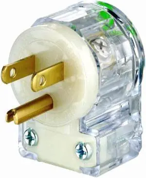 Leviton 8215-CAT 15 Amp, 125 Volt, Hospital Grade, Angle Plug, Straight Blade, Grounding, Transparent