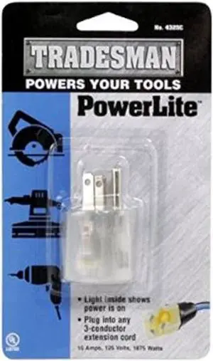 Woods Tradesman 4325c Adapter Plug with Lighted End (15-Amp, Clear), 1-Outlet