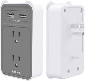 Outlet Extender with Multi Plugs, Huntkey Multi USB Plug Outlet Splitter W. Phone Cradle & 2 USB A Plug Charging Port, No Surge Protector