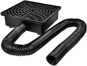 Catch Basin Gutter Downspout Extensions, 12×12 Low Profile Catch Basin Downspout Extender with 2 ID Flexible Pipe, No Deep Dig Needed, Rainwater Diverter, Pipe Stretched Length 8.2ft