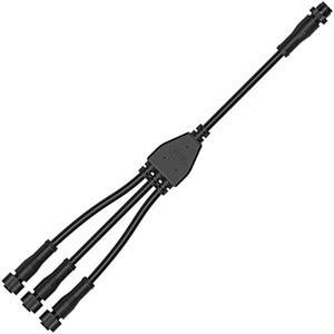 BTF-LIGHTING 2 Core 2 pin Small Size IP68 Y Shape 1 Male-Divided-3 Female Spillter Connctor Black Plastics 18AWG 15mm Metal Metal Nut Support All BTF-LIGHTING 2 pin Connector
