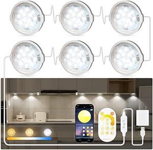 MATICOD Under Cabinet Lights Plug in Dimmable White LED Under Cabinet Lighting, Bluetooth Smart APP Remote Control Closet Lights Kitchen Lights, Under Counter Lights for Kitchen, Cabinet