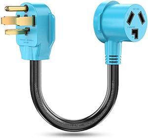 CircleCord Dryer Adapter Cord 3 Prong to 4 Prong Blue, 3P Older Dryer to 4P Newer House, Dryer Convert Cord NEMA 14-30P Plug to NEMA10-30R Receptacle, 30A 220V 10 AWG STW, ETL Listed