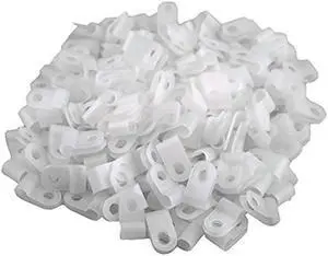 XINGYHENG 200pcs White Nylon R-Type Cable Clamps Fastener for 5/16 Inch (7.9mm) Dia Wire Tube (Plastic Wire Cord Clip Fixer)