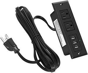 Furniture Recessed Power Strip, Recessed Desk Outlet with 3.1A Max USB, In Conference Desk Recessed Power Outlets Socket, Desktop Power Grommet with 6.56ft Power Cord