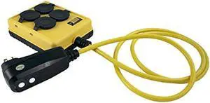 Yellow Jacket 2516 Coleman Duplex Right Angle Quad Box With Gfci, 125 V, 15 A, 14/3 Awg Sjtw, 12oz Bear