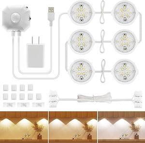 Auplf Motion Sensor Under Cabinet Light, 3 Color Kitchen LED Motion Sensor Cabinet Light USB Powered, 3500K-6500K Indoor Motion Sensor Light for Kitchen, Closet, Counter, Hallway