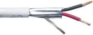 Custom Cable Connection 22 AWG 2 Conductor Stranded Shielded Plenum Cable White CL3P Jacket for Security/Alarm/Access Control/Sound - 100 Foot Roll in a Bag
