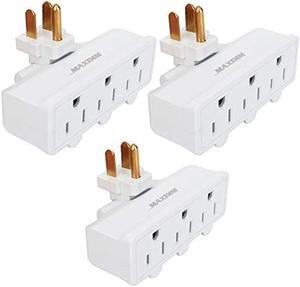 3-Outlet Plug Extender, Multi Outlet Wall Plug (3 Pack), 180 Degree Swivel Outlet Extender Wall Tap with 3-Prong Grounded Outlet Plug, ETL Listed AC Outlet Adapter, White
