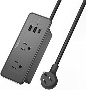 Recessed Power Strip Surge Protector, TESSAN Furniture Flush Mount Outlet with 4 Outlets 3 USB Ports(1 USB C Port), 900J, 5FT Desk Charging Station for Conference, Table, Cabinet, Sofa