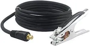 300 Amp Welding Ground Clamp Lead Assembly - Dinse 35-70 Connector - #1 AWG cable (15 FEET)