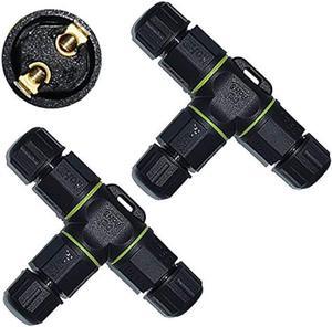 ELifeApply 3 Way Junction Box IP68 Waterproof Electrical Junction Box 2 Pin/3 Pin/4 Pin Junction Box Outdoor Cable Connector for Underground/Outdoor Ø 4.5mm-10mm, Shielded Field Installable - 2Pin