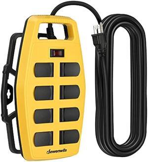 DEWENWILS 8-Outlet Heavy Duty Power Strip with 15FT Cord, Industrial Power Strip with Detachable Cord Management, Garage Power Strip, Reset/Off Switch, Safety Cover, Wall Mountable, UL Listed