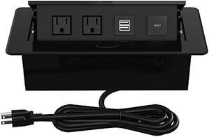 Pop Up Power Strip with PD 30W USB Ports, Recessed Power Grommet Outlet Hub Connectivity Box, Pop Up Outlets Socket for Table Conference Room Countertop, 2 AC Outlets, USB A and USB C Charging Ports