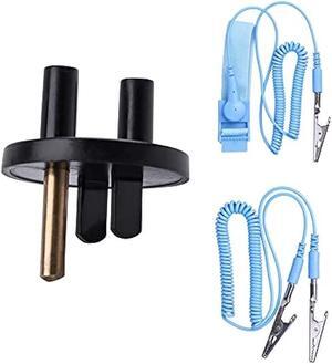 HPFIX Grounded Outlet Plug, Anti-Static Wrist Strap (Adjustable up to Size XL) and Grounding Cord, Earth Connection | ESD Safe for Computer, PC Building Eelectronics