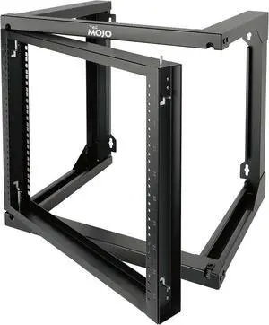 9U Wall Mount Server Rack, Open Frame Rack with Swing Gate, Network Rack Wall Mount for 19in Computer/AV/Data/IT/Media Equipment, 9U Rack with 18in Depth, Square&Tapped Holes, Black
