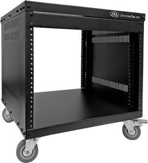 AxcessAbles RK 8U Equipment Rolling Cabinet Rack Stand with Locking Caster Wheels (Compatible with American 5mm & European 6mm Racks) Audio Video, Recording Studio, Music, Live Sound, Church Storage