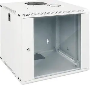 9U Wall Mount Rack Network Cabinet for 19" IT Equipment,with Lockable Glass Door and Side Panels,Cooling Fan,17.7inch Depth,White,Computer/Electronics Equipment Data Rack