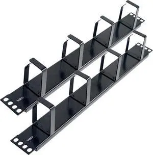 RIVECO 2PCS 1U Cable Management for Racks & Server Cabinets Managing Cord & Wire, Cable Raceway for 19 Rack Mount 4 D-Rings Standard Capacity Black, 2 Pieces