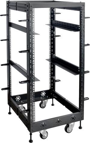RIVECO 22U 19 Adjustable Depth Server Rack Support Up to 1700LBS Floor Standing 4 Post Rack with L Rails & Load-Bearing Casters Universal for Network Equipment Black