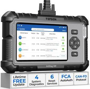 AD500 OBD2 Scanner Car Code Reader Scan Tool, Engine ABS SRS Transmission Diagnostics Tool, FCA AutoAuth, CAN FD Protocol, Oil/Throttle/SAS/TPMS/BMS/EPB Reset Car Scanner, Free Upgrade for DIY