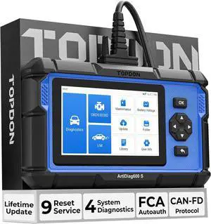 OBD2 Scanner TOPDON AD600S Scan Tool, Code Reader, Diagnostics Scanner for ABS/SRS/AT/Engine, 9 Reset Services, Oil/Brake/BMS/SAS/DPF/TPMS/ETS Reset/ABS Bleeding/Injector Coding, Free Lifetime Upgrade