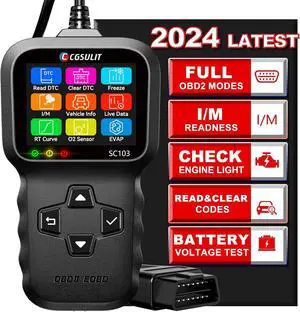 Car Code Reader OBD2 Scanner, SC103 Diagnose Tool Vehicle DTC Lookup Check Engine Light Freeze Frame Live Data Stream Voltage Test for Cars and Trucks Since 1996