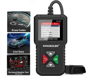 KINGBOLEN OBD2 Scanner,Code Reader Automotive Engine Light Check Scan Tool Checks O2 Sensor and EVAP Systems with Full OBD2 Functions,Supports Mode6 with DTC Lookup, all 10 modes of obd2. black