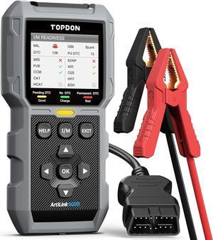 TOPDON AL500B OBD2 Scanner Battery Tester 2 in 1 Code Reader, Full OBDII Diagnosis, 12V Battery Tests & 12V/24V Cranking Tests, Charging Tests, Scan Tool, Car Diagnostic Tool for All OBDII Cars